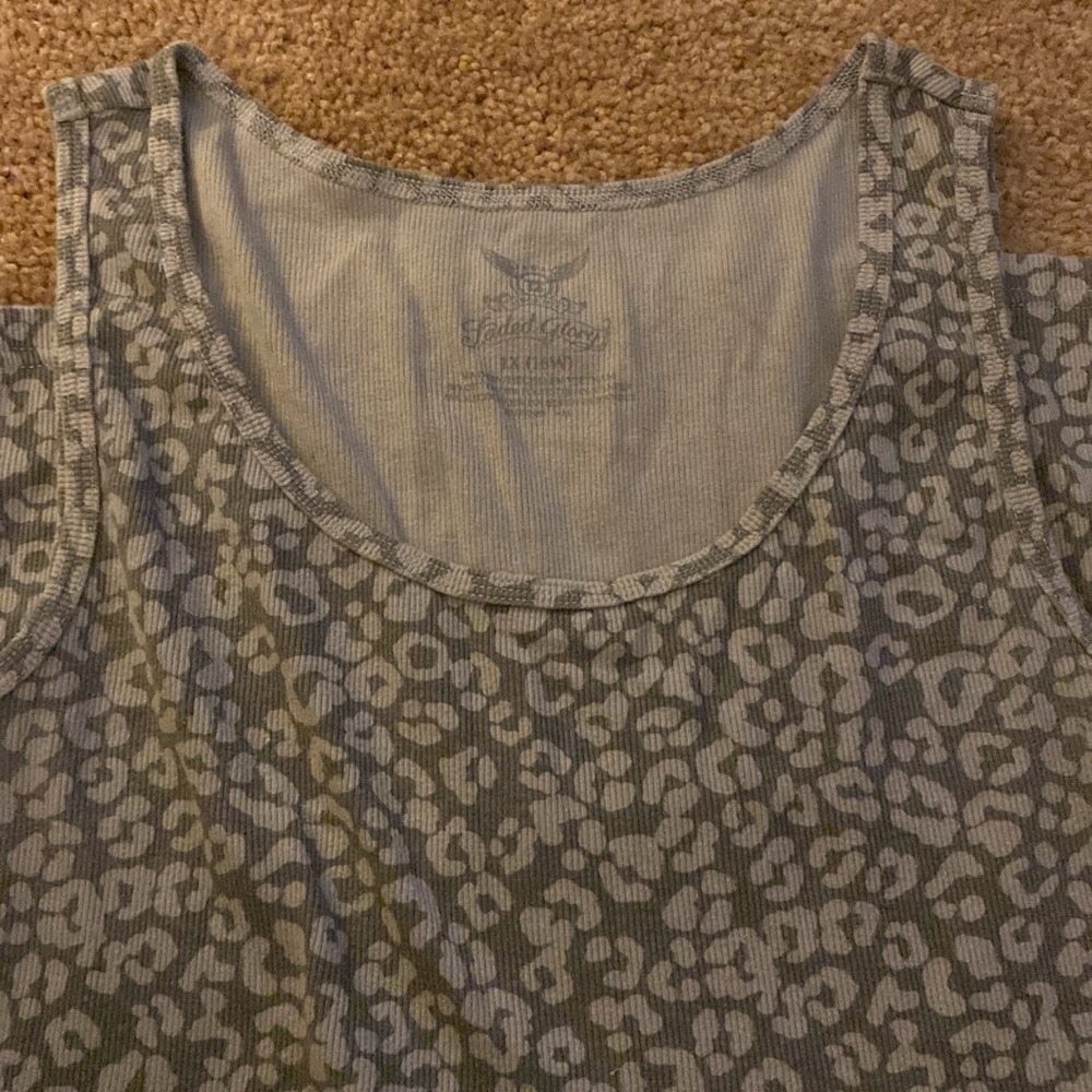 Faded glory 1X gray leopard print tank top - Picture 2 of 3